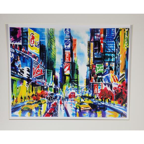 VTG Signed Jiu New York City Times Square Street Art Print Poster Wall Decor - Picture 6 of 15
